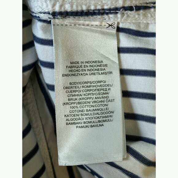 Lauren Ralph Lauren Women’s 2X Button Up Stripe Top White Blue Nautical Office - Picture 6 of 8